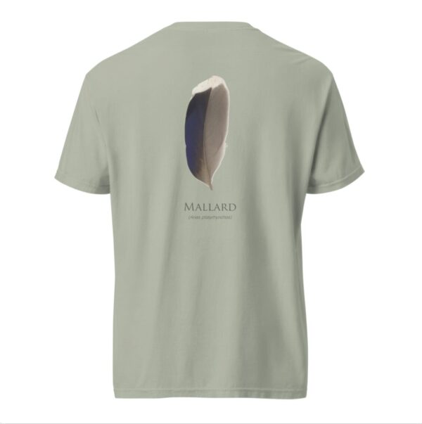 Green shirt with mallard feather design